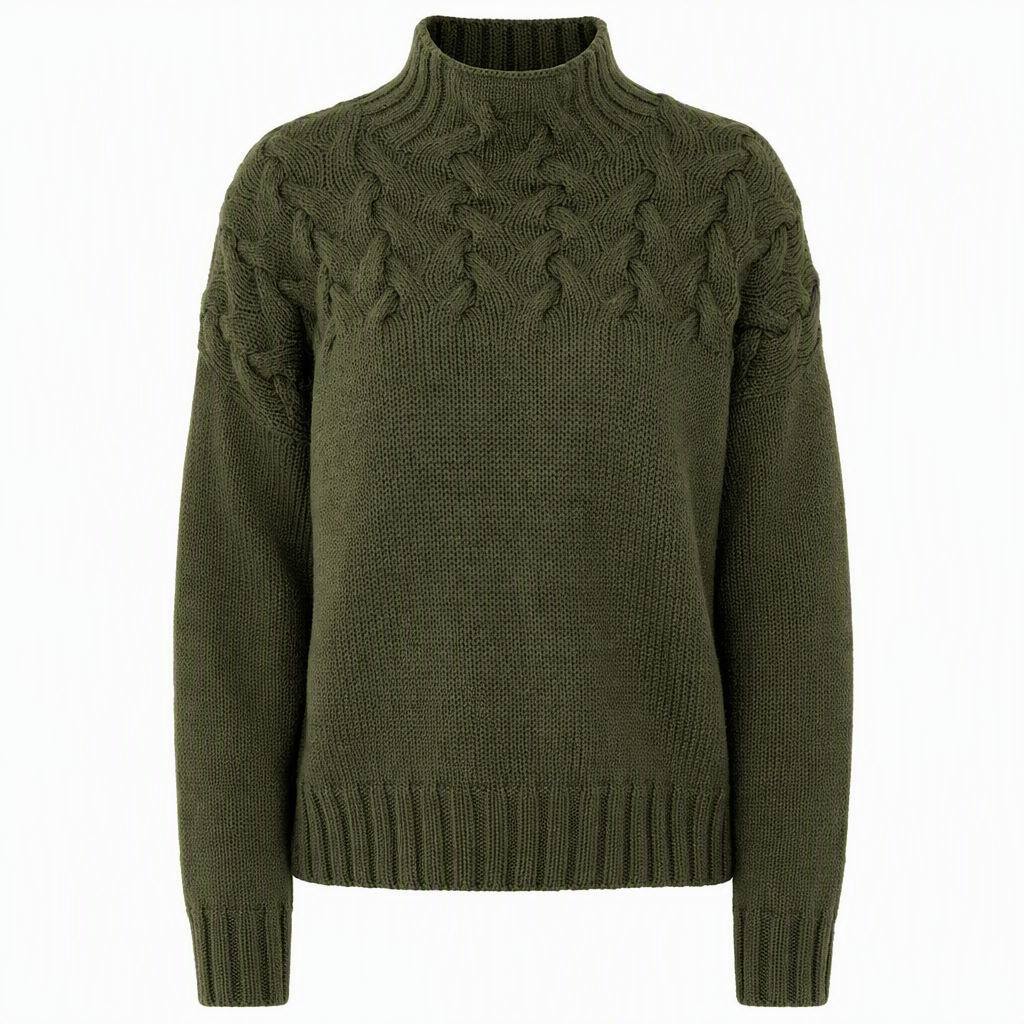 Casual Solid Color Turtleneck Knit Pullover