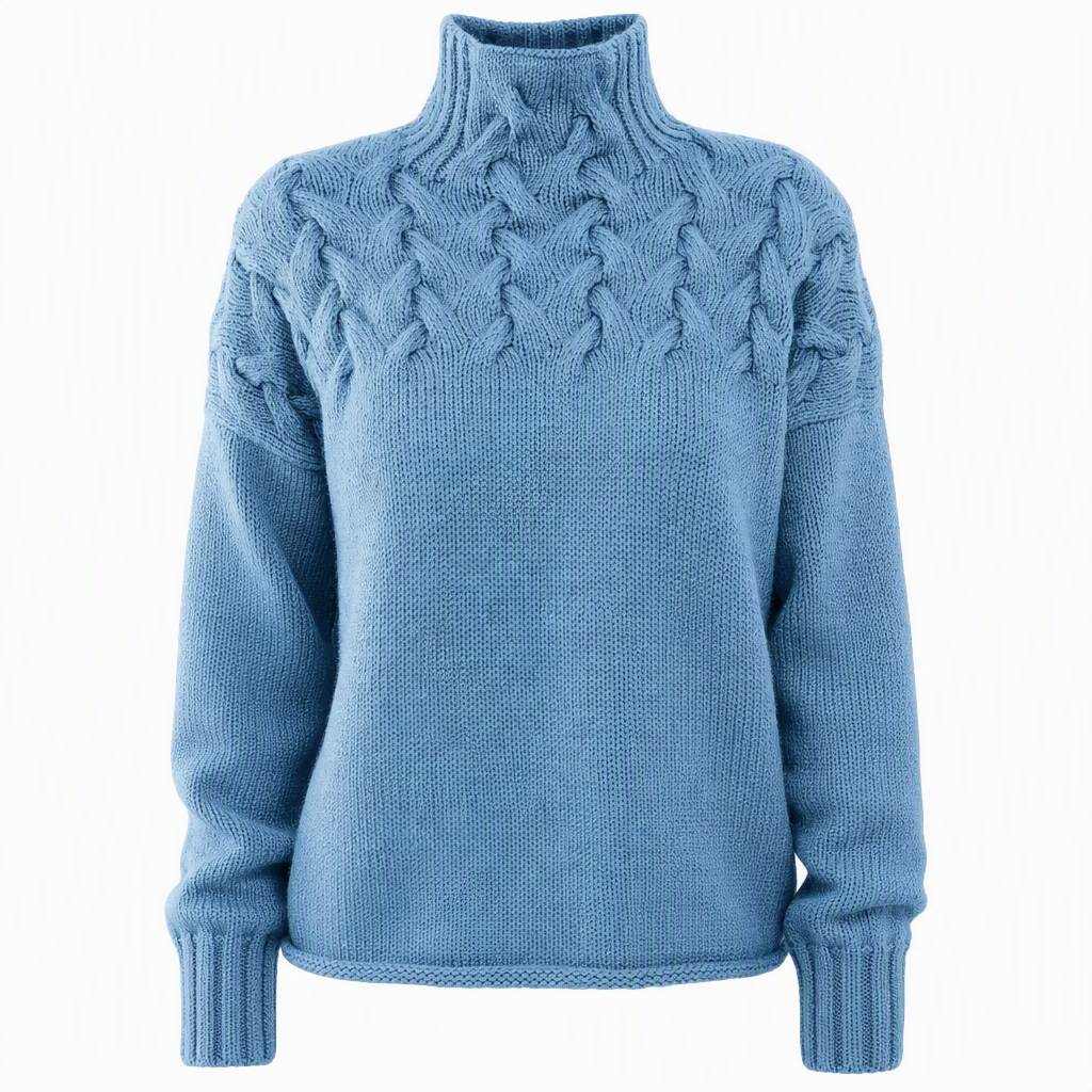 Casual Solid Color Turtleneck Knit Pullover