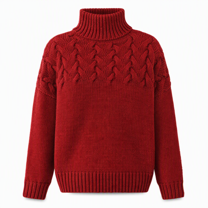Casual Solid Color Turtleneck Knit Pullover