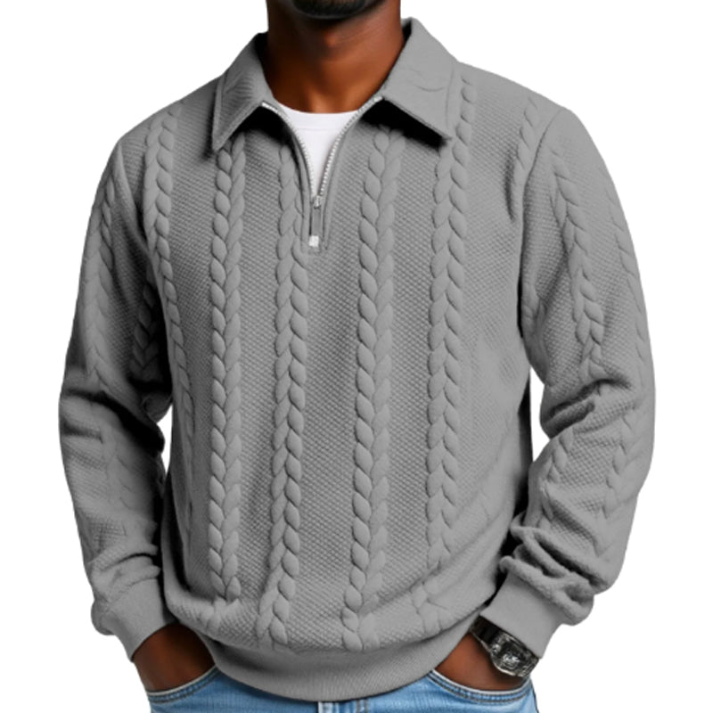 Men's Casual Half-Zip Cable-Knit Sweater