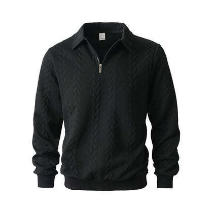 Men's Casual Half-Zip Cable-Knit Sweater