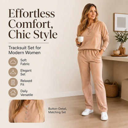 Women's Half-Button Sweatshirt & Sweatpants Set