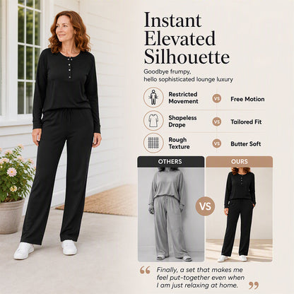 Women's Half-Button Sweatshirt & Sweatpants Set