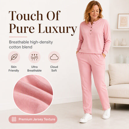 Women's Half-Button Sweatshirt & Sweatpants Set