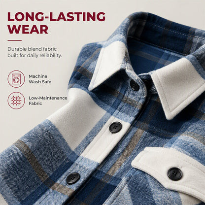 Women's Casual Long Plaid Button Down Shacket