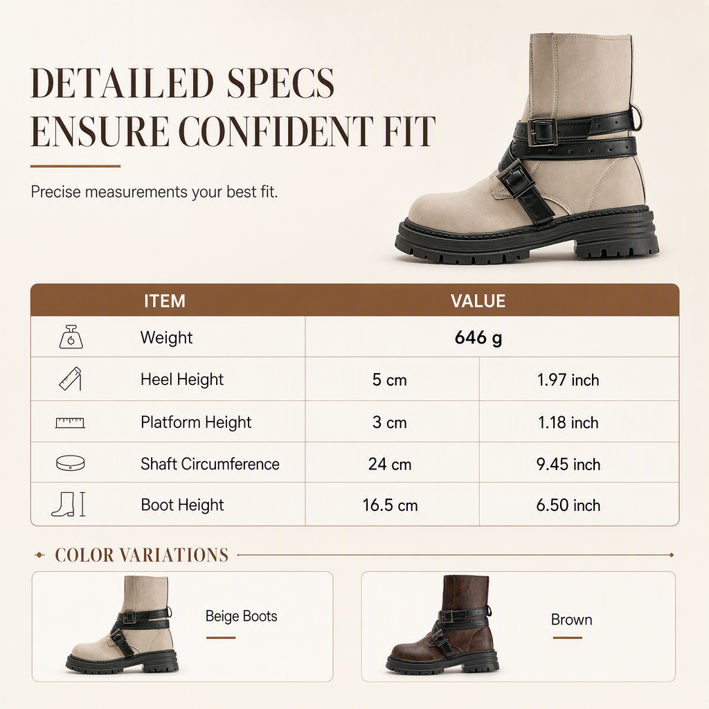 👢 Buckle Detail, Stable Steps | Women's Round-Toe Chunky Mid-Heel Ankle Boots