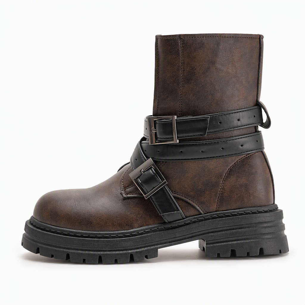 👢 Buckle Detail, Stable Steps | Women's Round-Toe Chunky Mid-Heel Ankle Boots