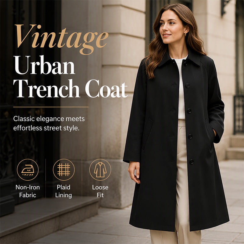 Women's Single-Breasted Long Trench Coat