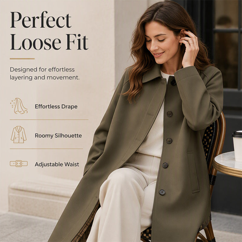 Women's Single-Breasted Long Trench Coat