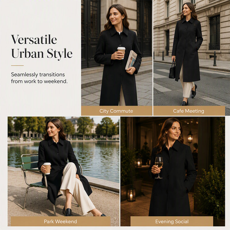 Women's Single-Breasted Long Trench Coat