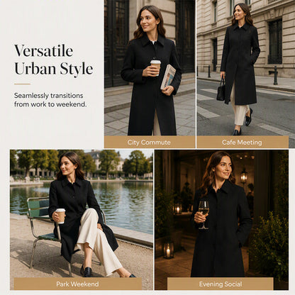 Women's Single-Breasted Long Trench Coat