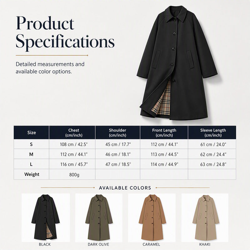 Women's Single-Breasted Long Trench Coat
