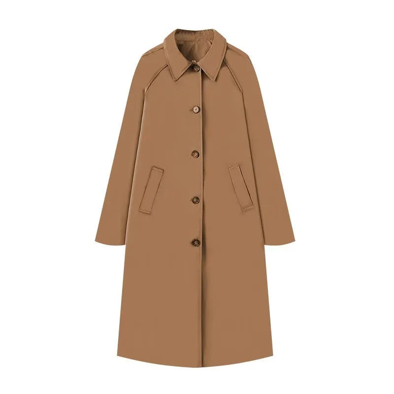 Women's Single-Breasted Long Trench Coat