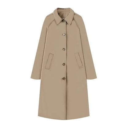 Women's Single-Breasted Long Trench Coat