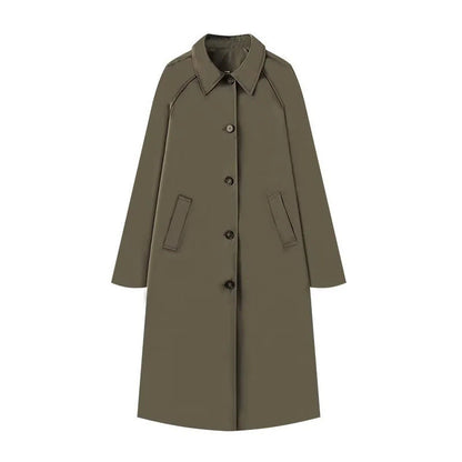 Women's Single-Breasted Long Trench Coat