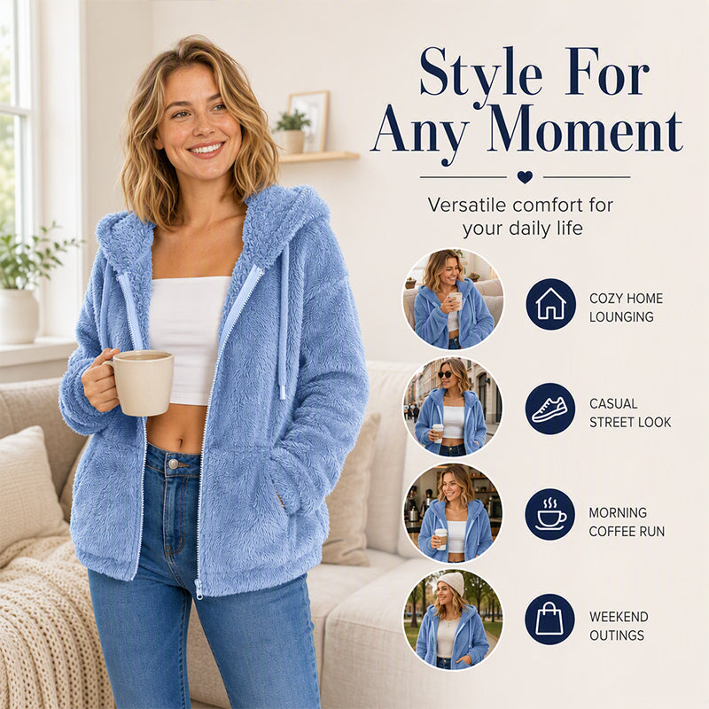 Women's Cozy Fuzzy Hooded Jacket