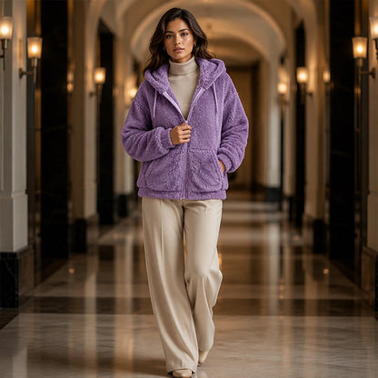 Women's Cozy Fuzzy Hooded Jacket