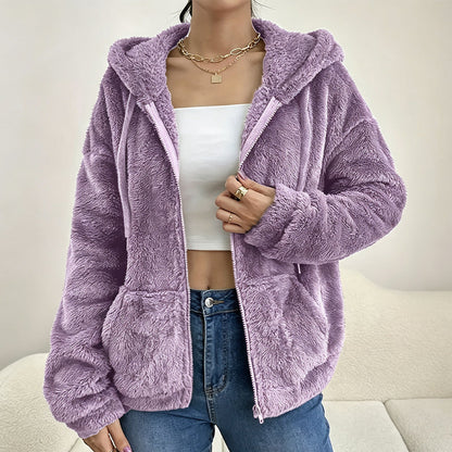Women's Cozy Fuzzy Hooded Jacket