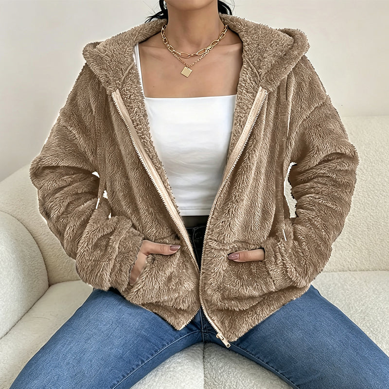 Women's Cozy Fuzzy Hooded Jacket