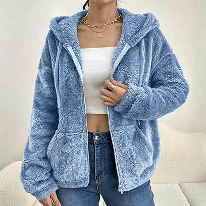 Women's Cozy Fuzzy Hooded Jacket