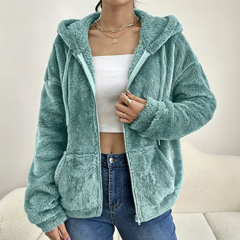 Women's Cozy Fuzzy Hooded Jacket