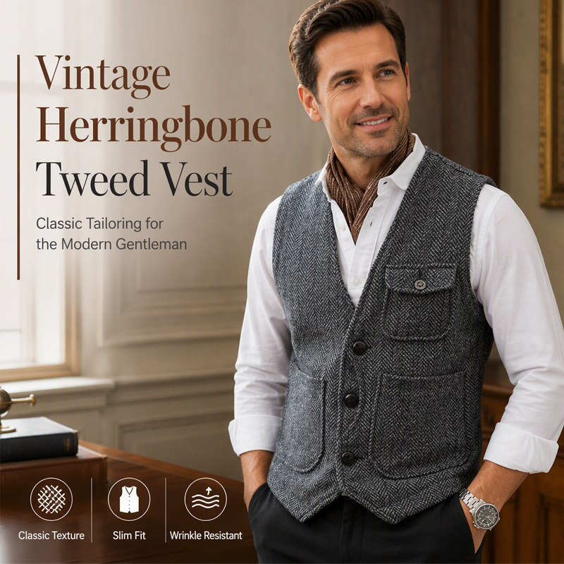 Men's Casual Vintage V-Neck Waistcoat