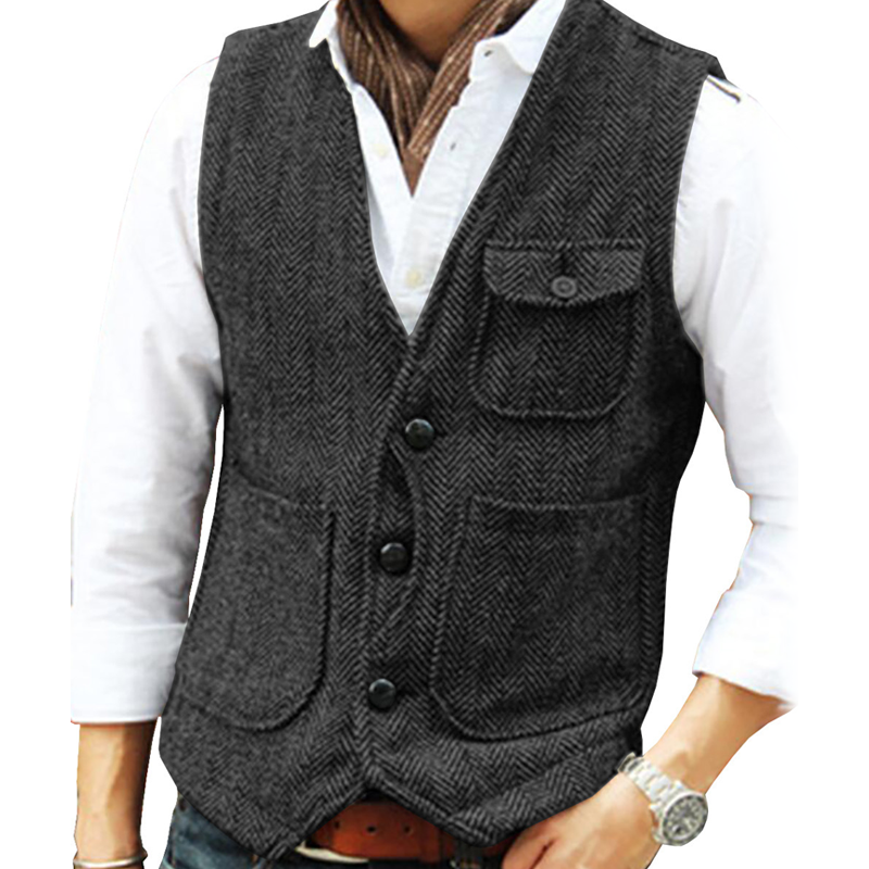 Men's Casual Vintage V-Neck Waistcoat