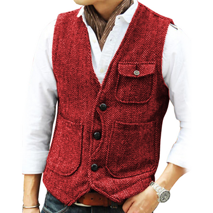 Men's Casual Vintage V-Neck Waistcoat