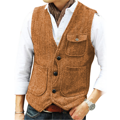 Men's Casual Vintage V-Neck Waistcoat