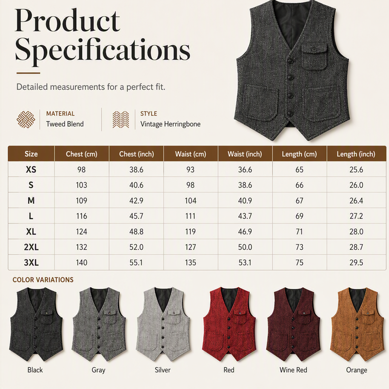 Men's Casual Vintage V-Neck Waistcoat
