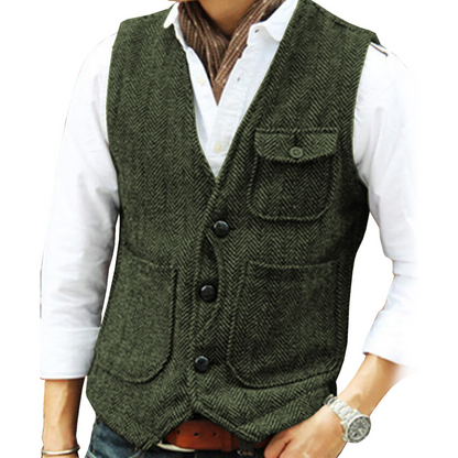 Men's Casual Vintage V-Neck Waistcoat