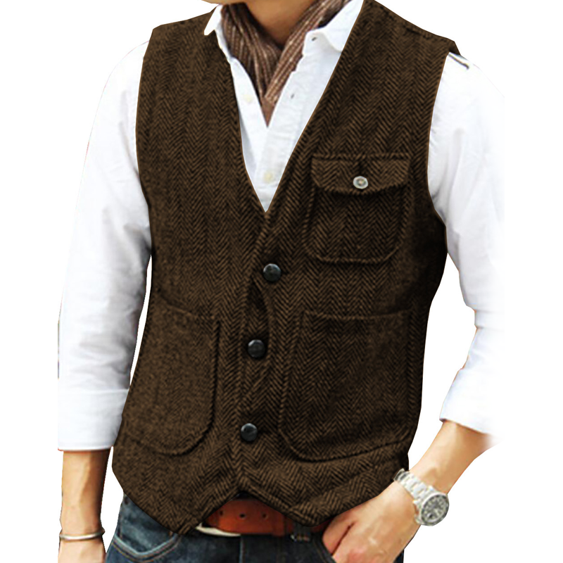 Men's Casual Vintage V-Neck Waistcoat