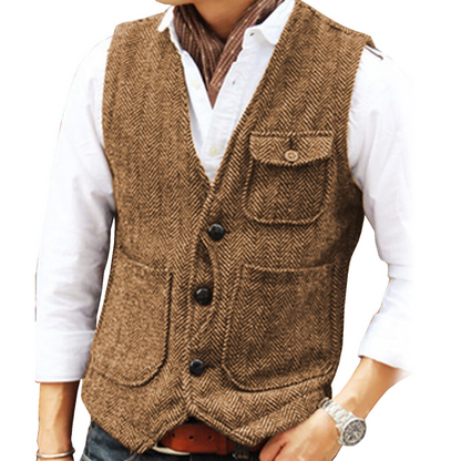 Men's Casual Vintage V-Neck Waistcoat