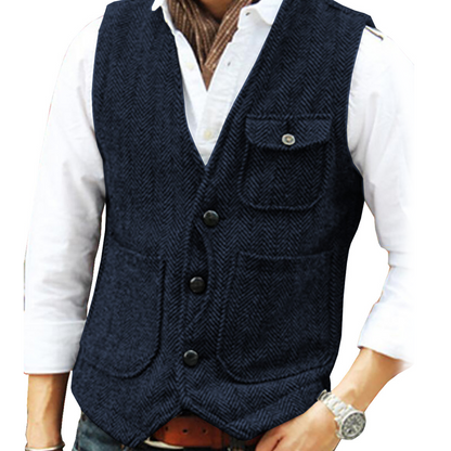 Men's Casual Vintage V-Neck Waistcoat