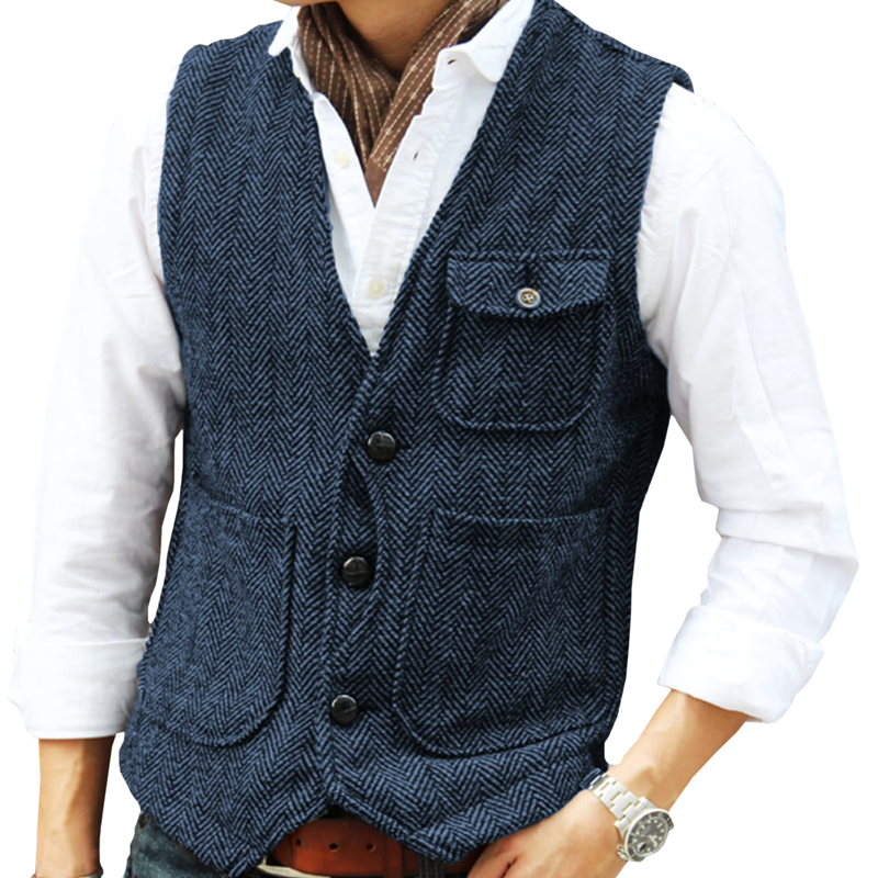 Men's Casual Vintage V-Neck Waistcoat