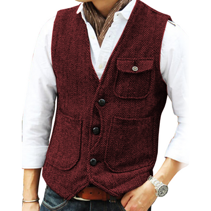 Men's Casual Vintage V-Neck Waistcoat