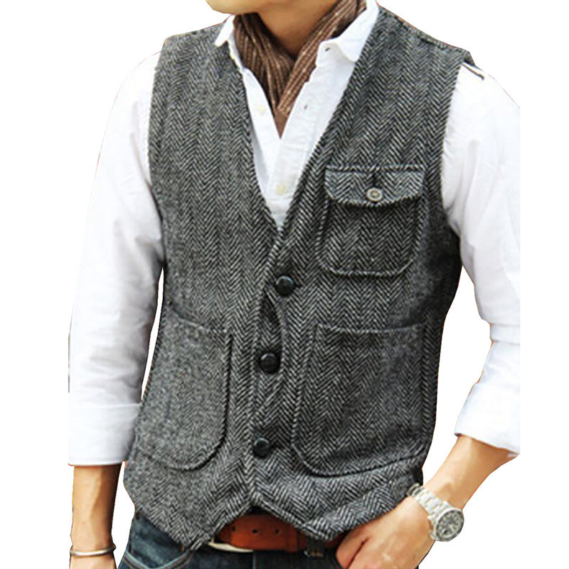 Men's Casual Vintage V-Neck Waistcoat