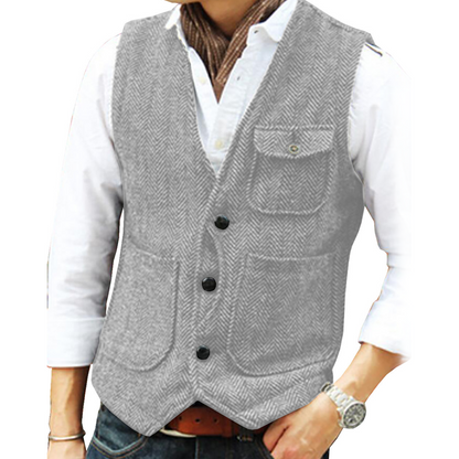 Men's Casual Vintage V-Neck Waistcoat