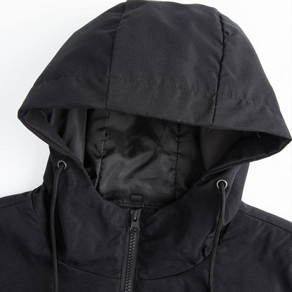 Men's Mid-Length Hooded Windbreaker Trench