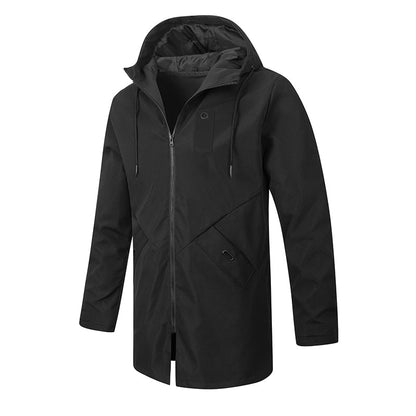 Men's Mid-Length Hooded Windbreaker Trench