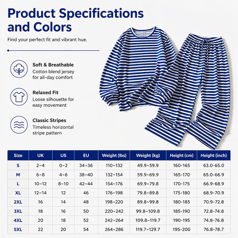 Women's Striped Long Sleeve Loungewear 2-Piece Set