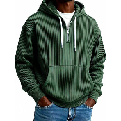 Men's Casual Half-Zip Corduroy Hoodie