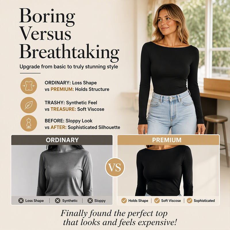 Women's Elegant Boat Neck Ribbed Knit Top