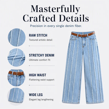 Women's Stretchy Wide-Leg Jeans with Raw Trim