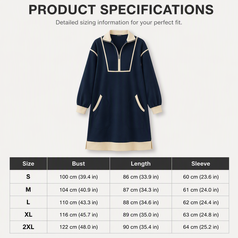 Women's Casual Half-Zip Sweatshirt Dress