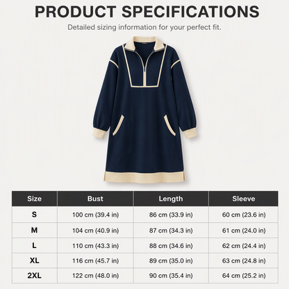 Women's Casual Half-Zip Sweatshirt Dress