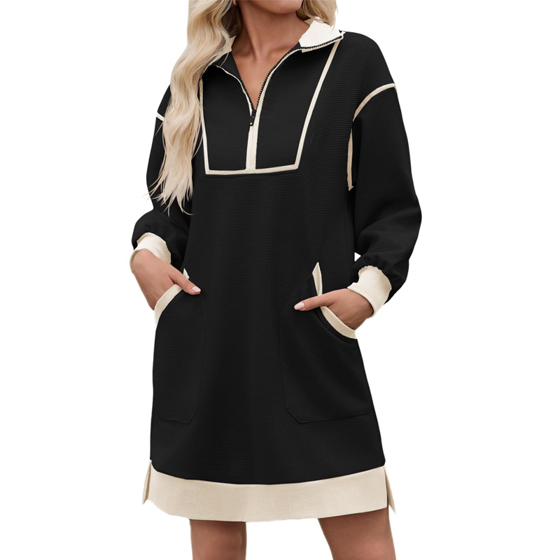 Women's Casual Half-Zip Sweatshirt Dress