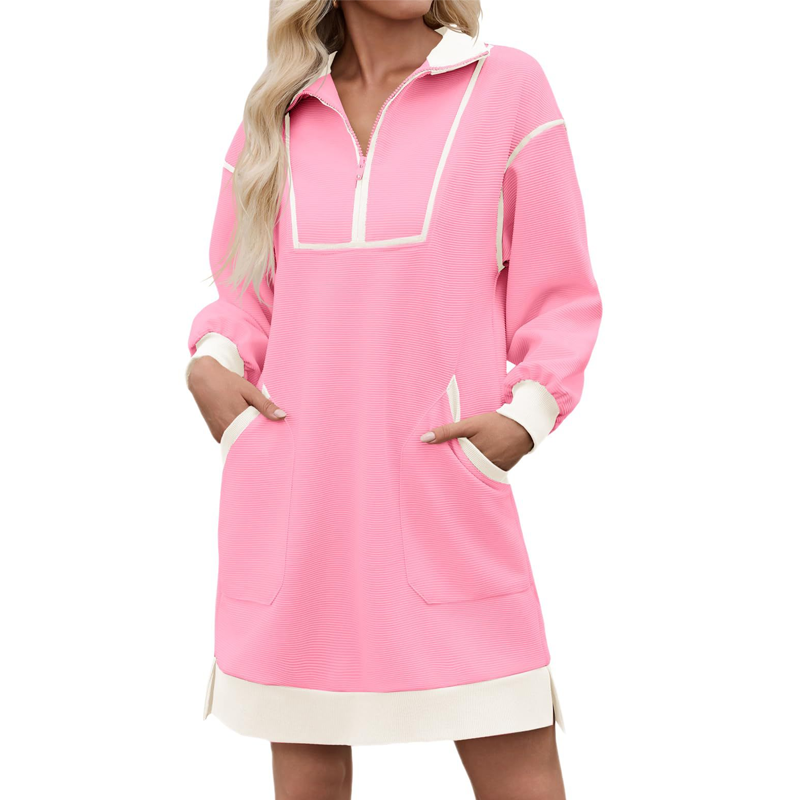 Women's Casual Half-Zip Sweatshirt Dress