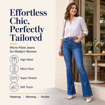 Women's High Elastic Waist Flare Jeans