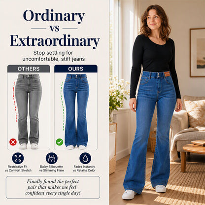 Women's High Elastic Waist Flare Jeans